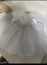 Girls White Tulle Formal Dress Sequin Bodice Flower Girl First Communion Sz S