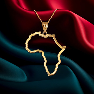 Gelbgold Afrika offenes Design Anhänger Halskette 10k / 14k