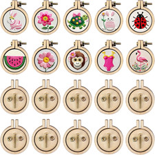 , 20 Pack 1 Inch Mini Embroidery Hoops Wood round Cross Stitch for Frame Crafts