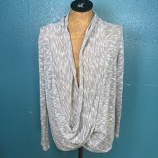Motherhood Nursing Draped Knit Sweater Sz M Gray White Marled Crossover Top