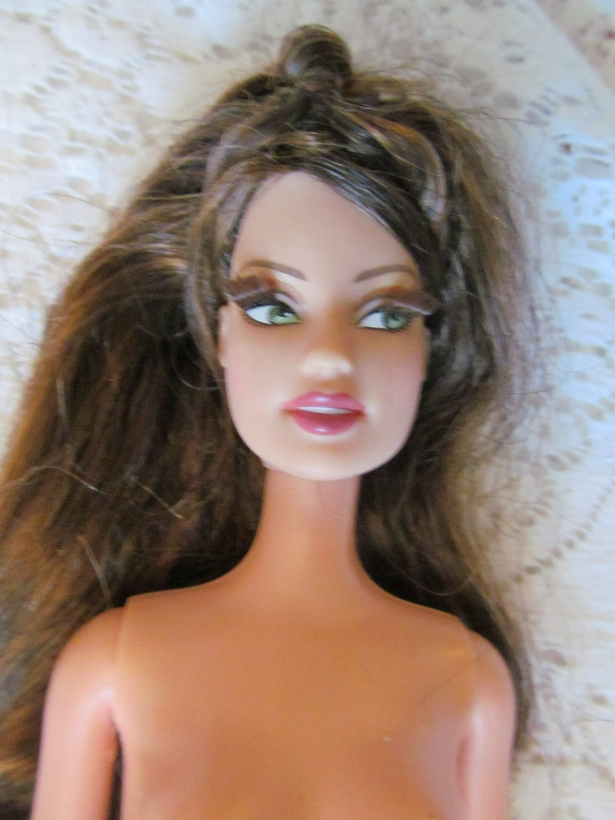 Barbie Sparkle & Shine Teresa Nude Doll Rooted Lashes Brunette Hair Green Eyes