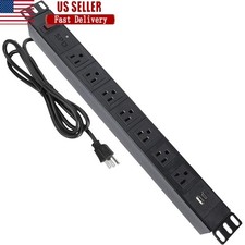 1U Rackmount Power Distribution Unit 8 Outlet Heavy Duty PDU W/ 10ft Cord New