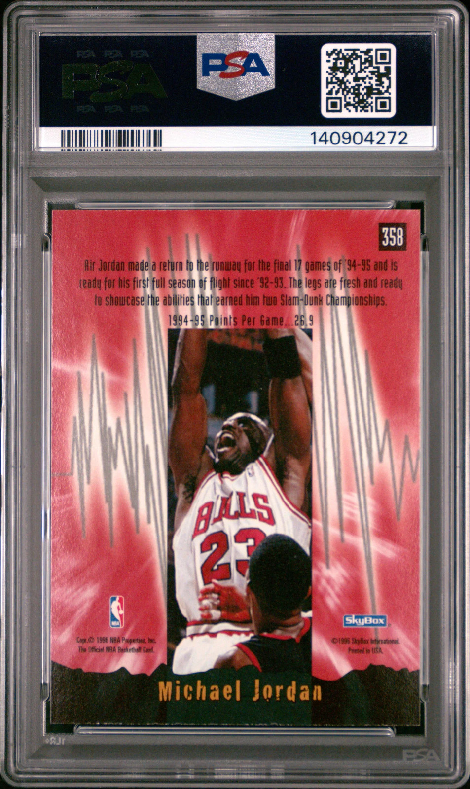 1995 Hoops Michael Jordan #358 PSA 8 view 2