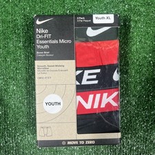 NIKE DRI-FIT ESSENTIAL Micro Boys Boxer Brief BLACK BLUE RED 3 PACK YouthXL
