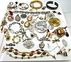 Antique Vintage Sterling Silver Gold Filled Bracelets Necklaces Brooch Lot 350g