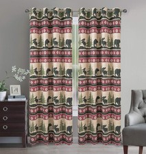 Rustic Modern Farmhouse Cabin Lodge Window Treatment Grommet Curtain Set with...