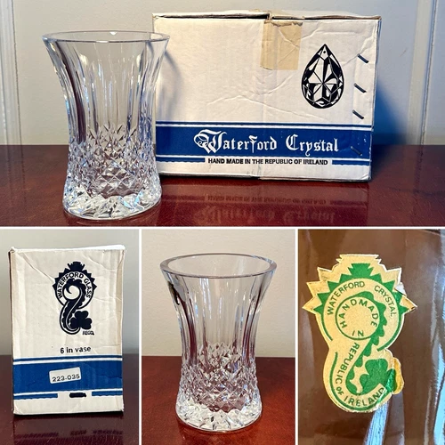 New in Box Vintage Ireland-Made WATERFORD CRYSTAL Lismore 6" Flared Vase 223-035