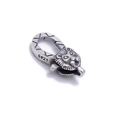 925 Sterling Silver Anti-Silver Color Lion Head Clasp Size 9x18mm 2 Pcs Per Bag