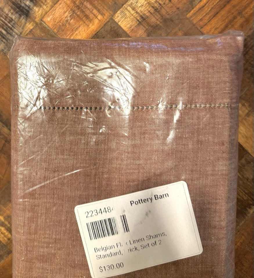 Conjunto de fronhas de linho belga Pottery Barn novo com etiquetas/2 tijolos padrão rosa OEKO US$ 130 - Imagem 4 de 4