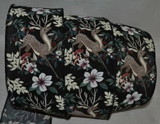 Wired Ribbon~Christmas Buck Deer~Country Holiday White Flower~Black~2.5"~Bow
