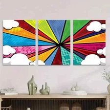 3pcs olorful Pop Art Vibrant Abstract  Metal Print  Ready to Hang Art