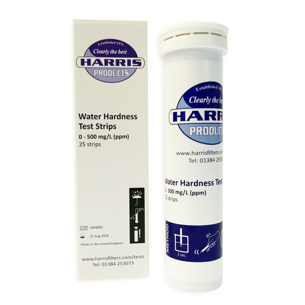 Harris Water Hardness Test Strips Range of 0-500 mg/l 25 strips Range 0 - 500