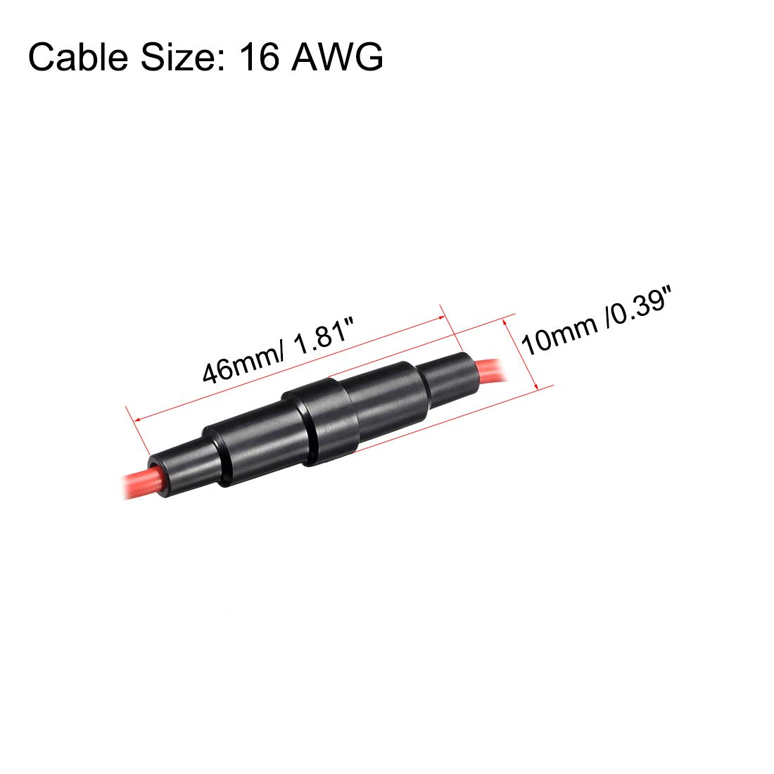 Inline Screw Type Fuse Holder 16 Gauge AWG 2Pcs for 5Mm X 20Mm Tube