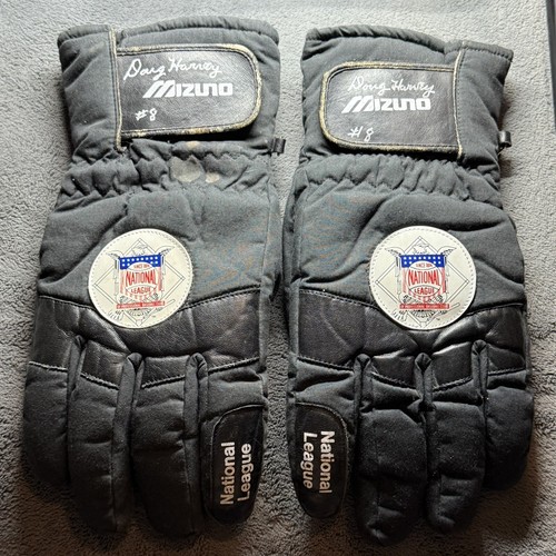 Doug Harvey Signed Game Used Winter Gloves Harvey Personal Collection COA Umpire