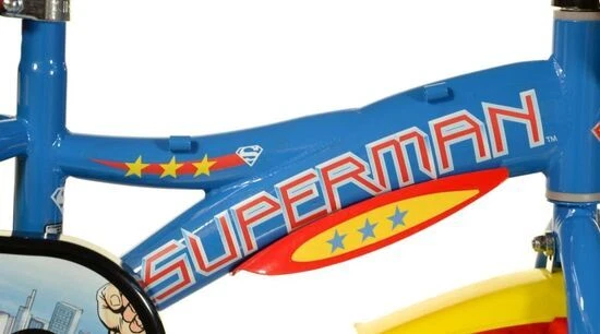 Bicicleta de ciclismo de ruedas Dino Superman para niños de 12" de una sola velocidad - azul roja - Imagen 2 de 4