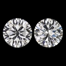 2 Ct Pair Natural White Diamond Round Cut VVS1 D Grade GDGL Certified D70