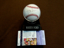 WHITEY FORD NEW YORK YANKEE 1961 WS MVP HOF SIGNED AUTO OML BASEBALL JSA & BASE 
