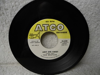 The Beatles 45 Ain't She Sweet / Nobodys Child Rare 64 Atco Clean