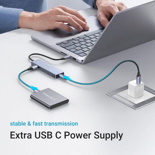 USB C Hub 4 Ports, USB C to USB Hub with 4 USB 3.0, Powered USB C Splitter AU - Picture 8 of 9