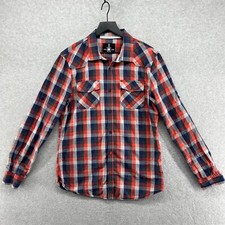 Buffalo David Bitton Shirt Mens Size Medium Red Plaid Long Sleeve Button Up