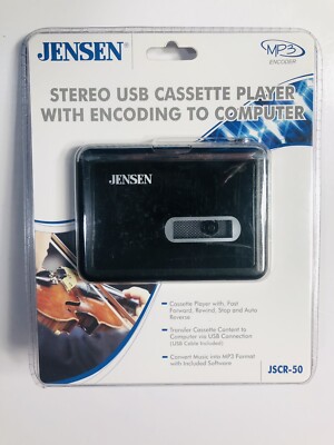 Jensen JSCR-50 Cassette Player Tape Convertor to MP3 w/Encoding to Computer NEW