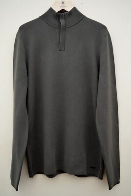 Neu M&S Autogramm Baumwollmischung Reißverschluss khakigrüner Pullover Gr. UK mittellang