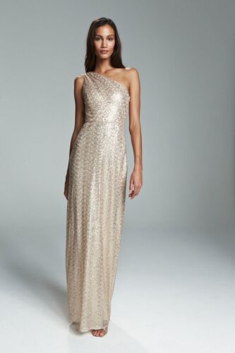 Amsale Leona Rose Gold Sequin Bridesmaids Dress/Gown (G976Q) - Size 2 - Afbeelding 1 van 3