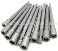10pc 1/4" x 6" Long Hex Shank Quick-Release Magnetic Nut Setter Driver