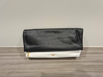 Emilio Pucci fold-over clutch bag (black and white Lambskin leather)