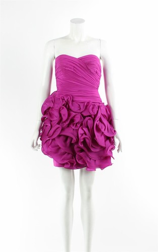 MARCHESA NOTTE Pink Silk Mini Evening 