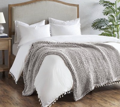 Madison Park Handmade Chunky Double Knit Throw Grey 50 W X 60 L eBay