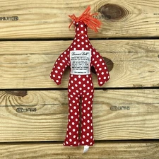 Dammit Doll Stress Relief Plush 12 Inch Red Dots and Stripes Orange Hair