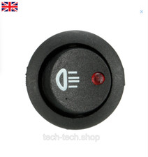 23mm 12v On Off Rocker Switch Round Red Led Fog Light Lamp Symbol Car Van Truck