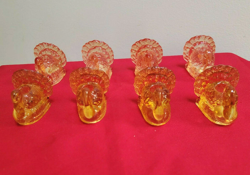 LOTE/8 Castiçais Williams Sonoma Vidro Âmbar Peru Ação de Graças Vintage - Imagem 2 de 2