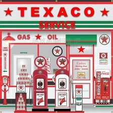TEXACO GAS SERVICE STATION SCENE BANNER SIGN GARAGE ART MURAL VARIOUS SIZES