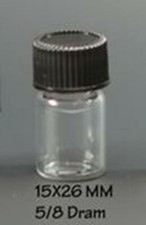 720 piezas, 15 mm X 26 mm frascos de vidrio transparente con tapa de revestimiento de cono de plástico