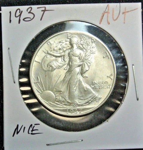 1937   WALKING LIBERTY HALF AU+-ABOUT UNCIRCULATED PLUS