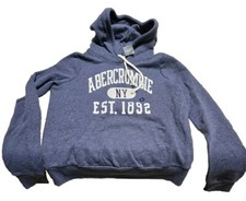 NWT Abercrombie And Fitch Women Logo Graphic Hoodie Blue Small