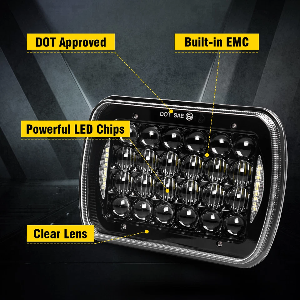 Faros LED 5x7" 7x6 para International Harvester 7300 7400 7500 9200i SBA Foto 4 de 4