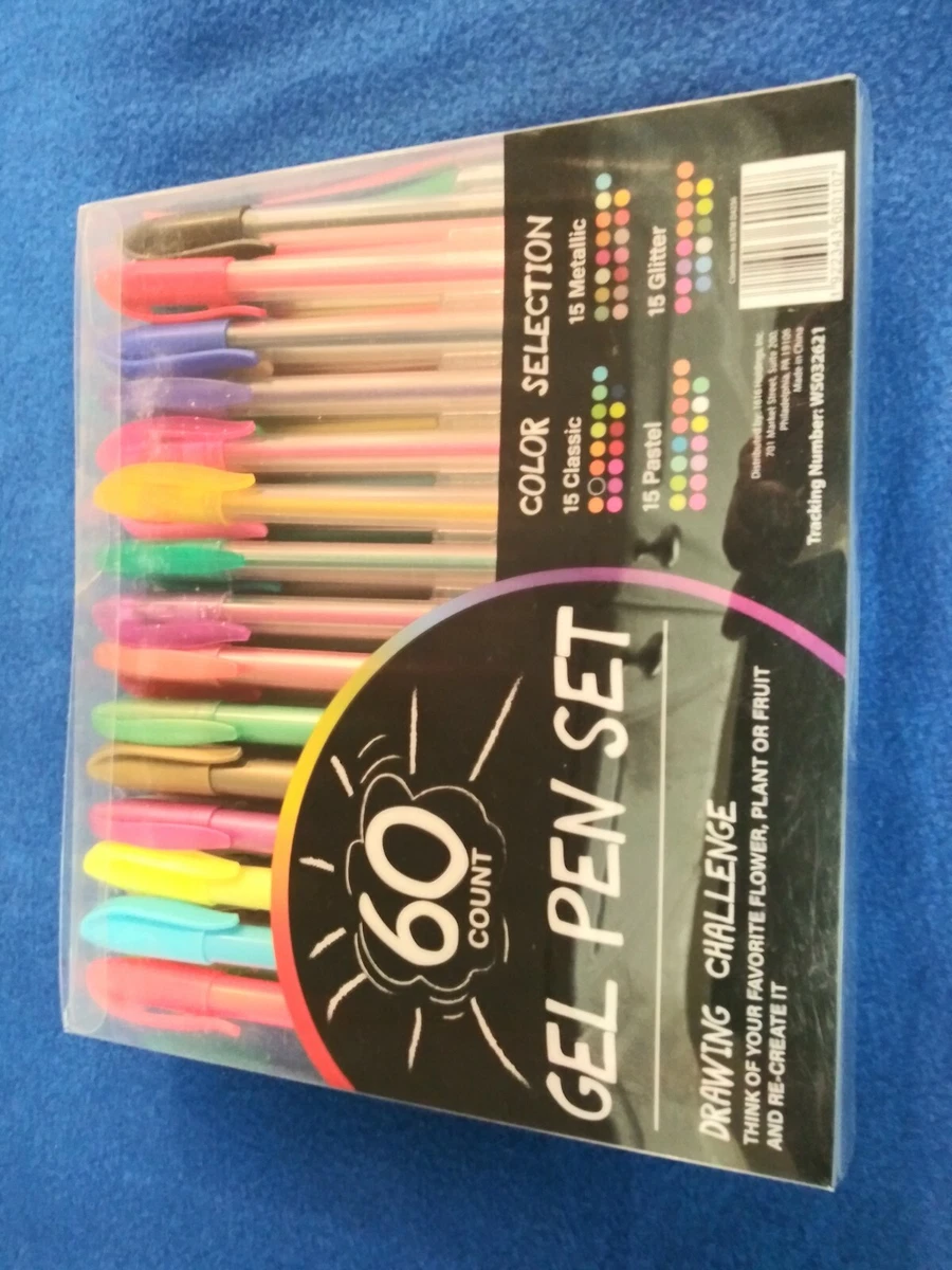 gel pen set 60 count metallic glitter pastel classic drawing art