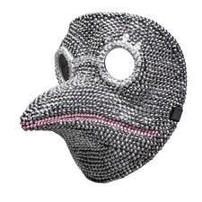 Dark Grey Pantalone Full Face Masquerade Mask with Shiny Rhinestones