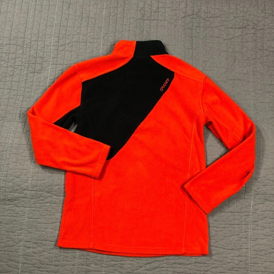 Pullover Spyder Niño Mediano Juvenil Rojo Negro Bloque de Color Vellón Media Cremallera Logo Foto 2 de 4