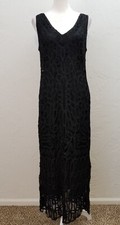 CAROL LITTLE SIZE 4 BLACK SLEEVELESS SOUTACHE LACE LINED SHEATH MIDI DRESS