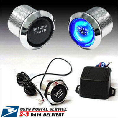 12V Blue LED Car Engine Start Push Button Switch Ignition Starter Kits for Mazda