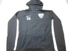 Nike Womens Size M Hoodie Black Dri-Fit Logo Print Tie Pocket Active Sportwear