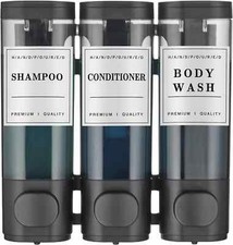 Shampoo and Conditioner Dispenser,Shower Soap Dispenser 3 Chamber No Drill Wall-