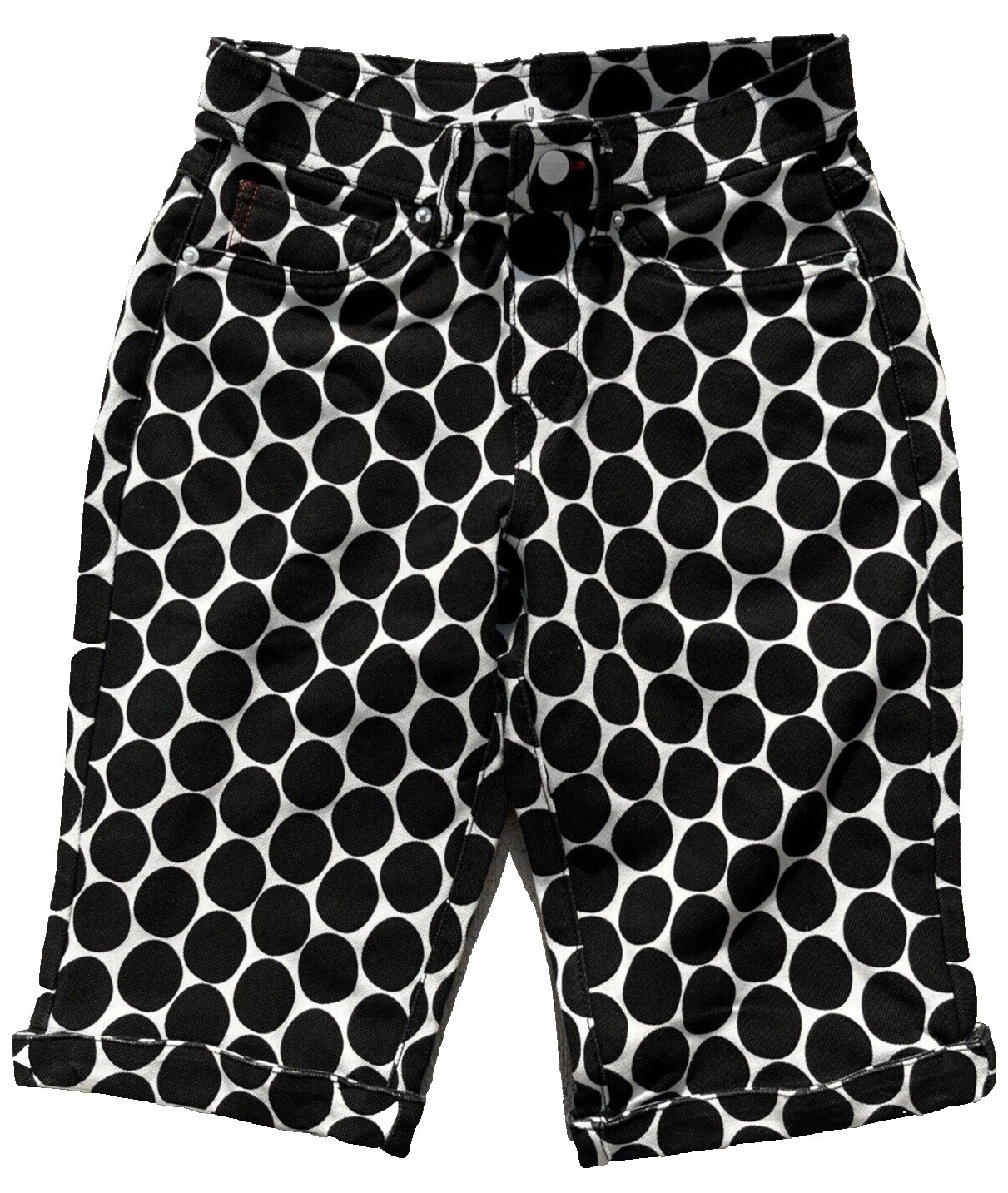 Pantalón corto negro de lunares algodón para mujeres