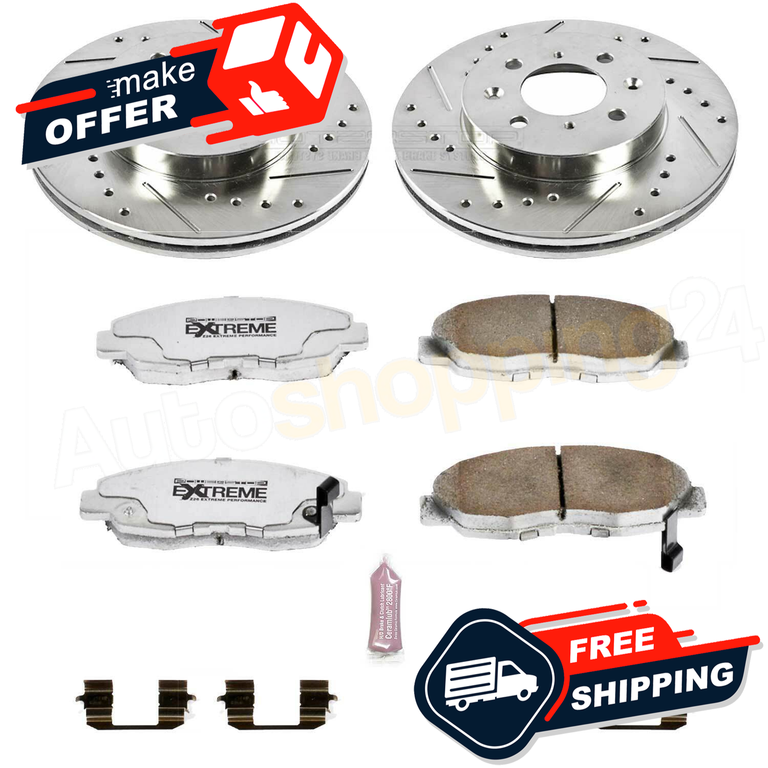 Power Stop Front Autospecialty Brake Kit w/Calipers | 2001-2005 Honda Civic (KCOE690A) main image 0