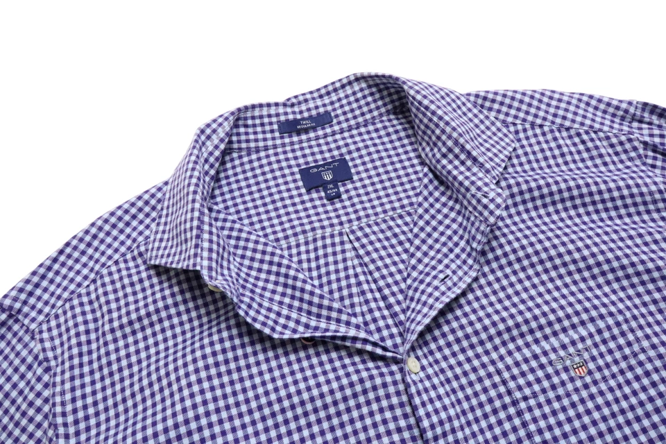 GANT Twill Regular Fit Shirt Men's 2XL Flannel Plaid Cutaway Neck - Image 4 of 4