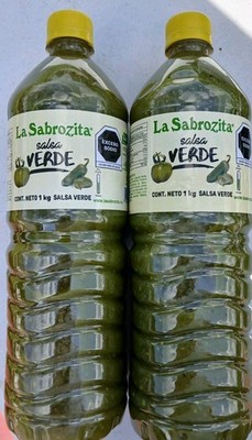 2X LA SABROZITA GREEN SALSA VERDE - 2 BOTTLES 1 LITER EACH - FREE SHIPPING